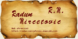 Radun Mirčetović vizit kartica
